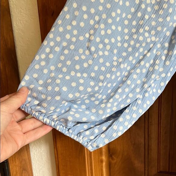 Torrid Light Blue Polka Dot Long Sleeve Dress - Picture 3 of 7